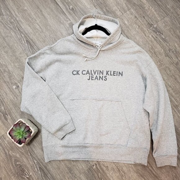 LCalvin Klein Vintage Spell Out Hoodie Grey L - Picture 1 of 10